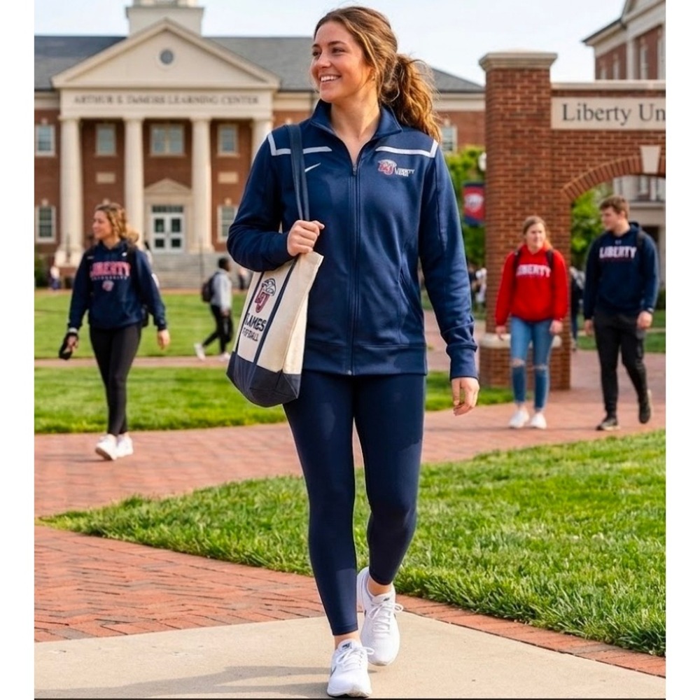 Nike Liberty LU Flames Dri-FIT Avenger Warm Up Jacket Navy Blue Womens Large